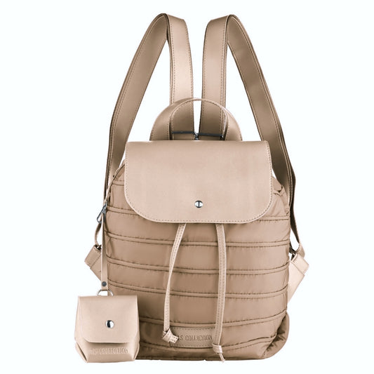 Backpack in Soft Fabric Waterproof Quilted Design Cafe
