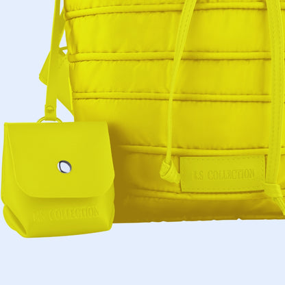 Backpack in Soft Fabric Waterproof Quilted Design Yellow