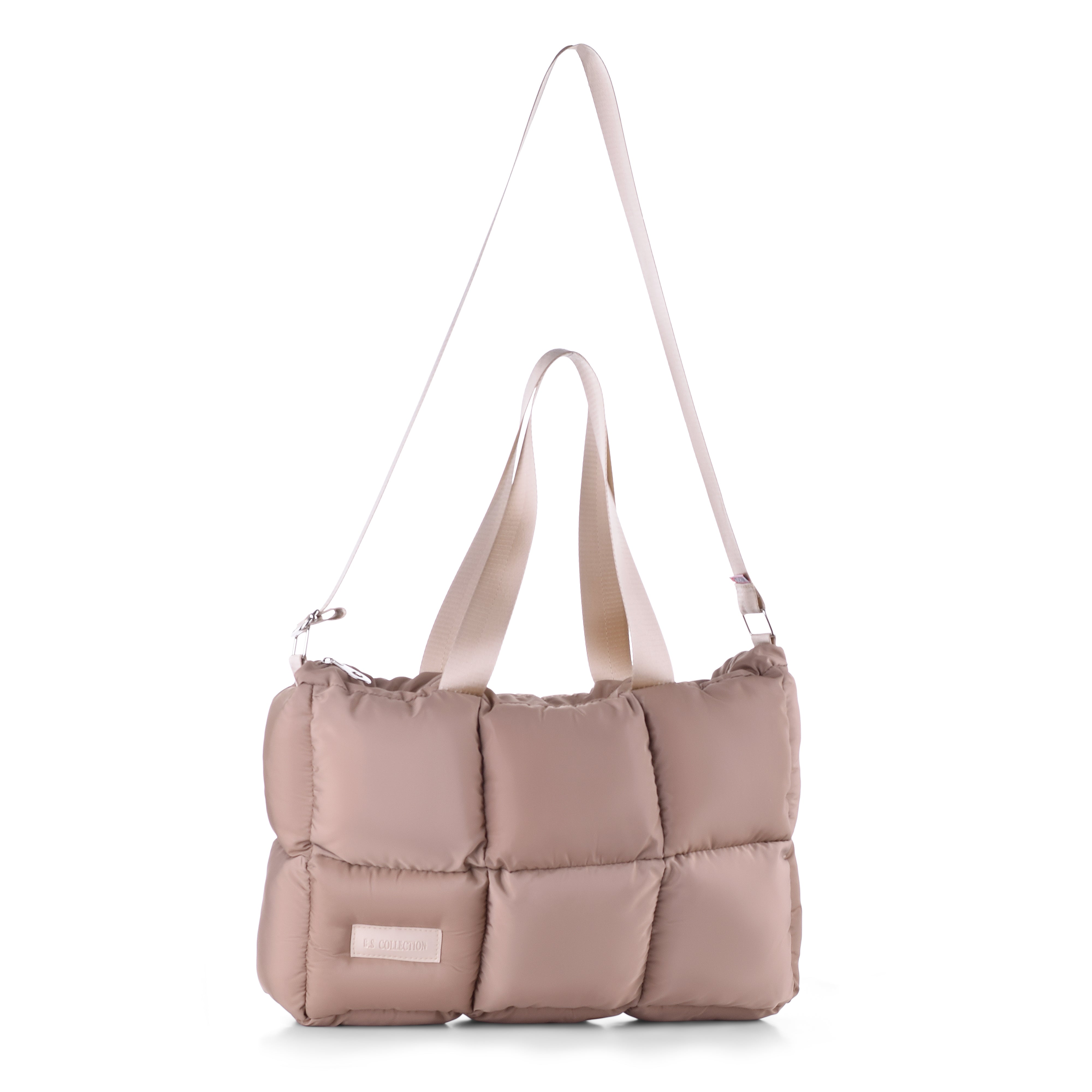 Large Capacity Waterproof High Quilted Shoulder Bag & Handbag in Cafe