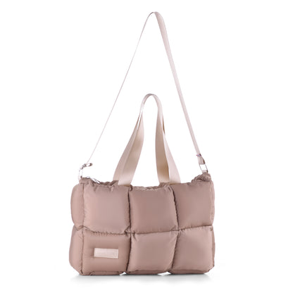 Large Capacity Waterproof High Quilted Shoulder Bag & Handbag in Cafe