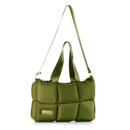 Large Capacity Waterproof High Quilted Shoulder Bag & Handbag in Oily
