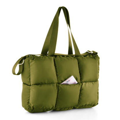 Large Capacity Waterproof High Quilted Shoulder Bag & Handbag in Oily