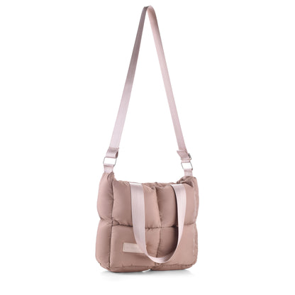 Large Capacity Waterproof High Quilted Shoulder Bag & Crossbag in Cafe