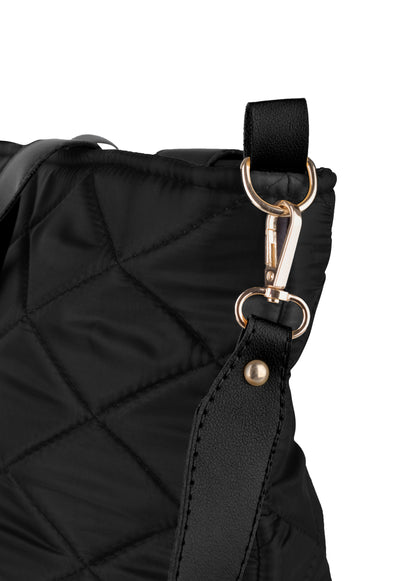 Soft Quilted Canvas Shoulder Bag - Black