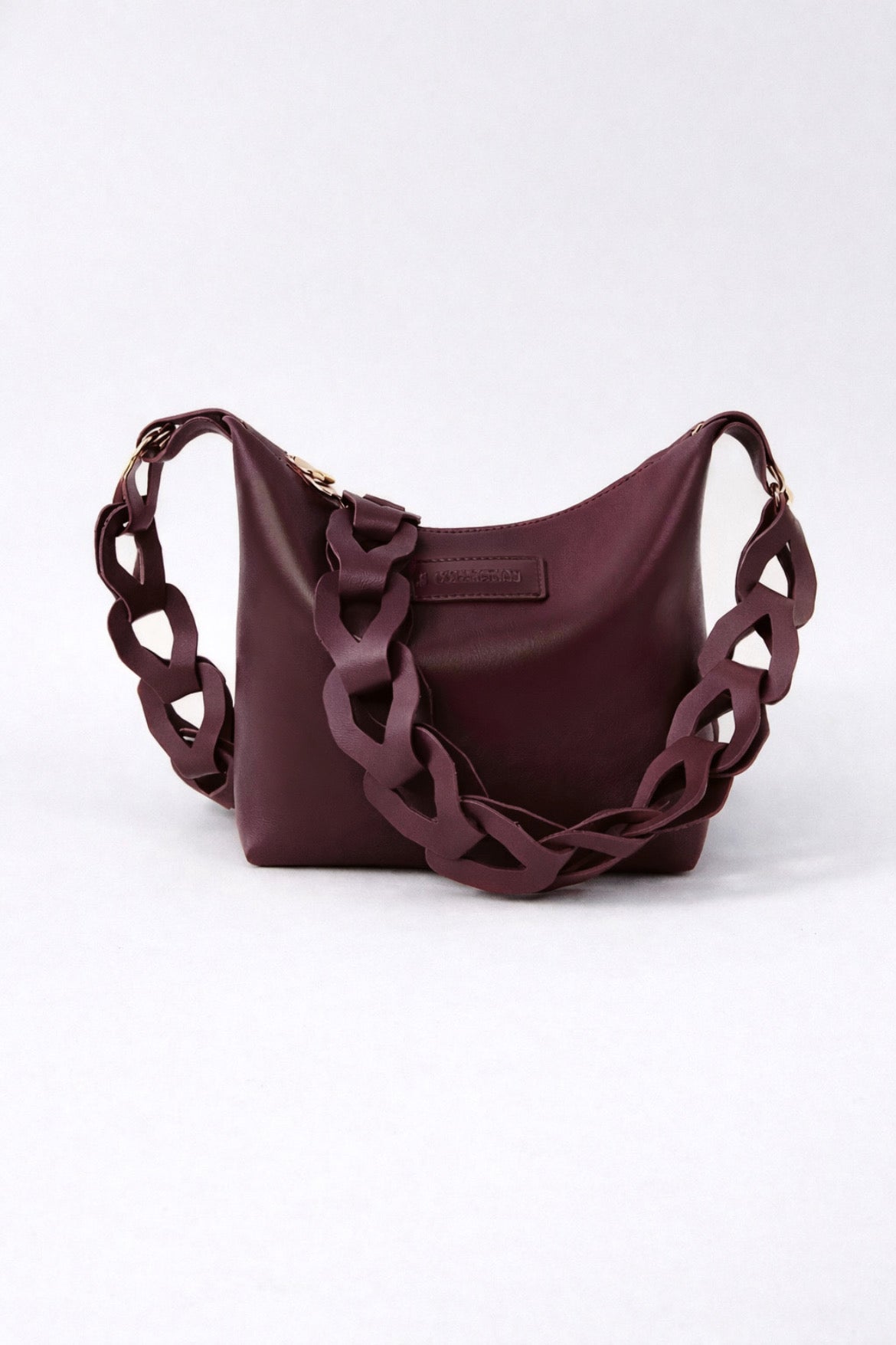 Women’s Burgundy Shoulder Bag with Bold Chain