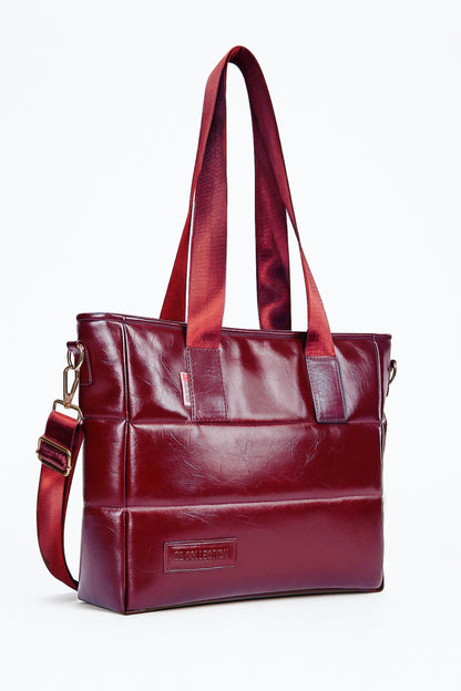 Soft Leather B.S bag tote bag and shoulder bag for girls - Burgundy
