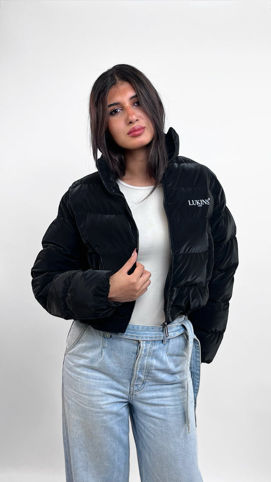Cropped Puffer Jacket in black Waterproof
