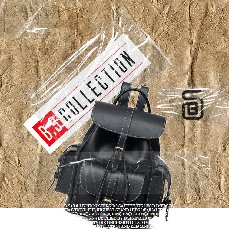 BS Backpack Leather Bag - Black