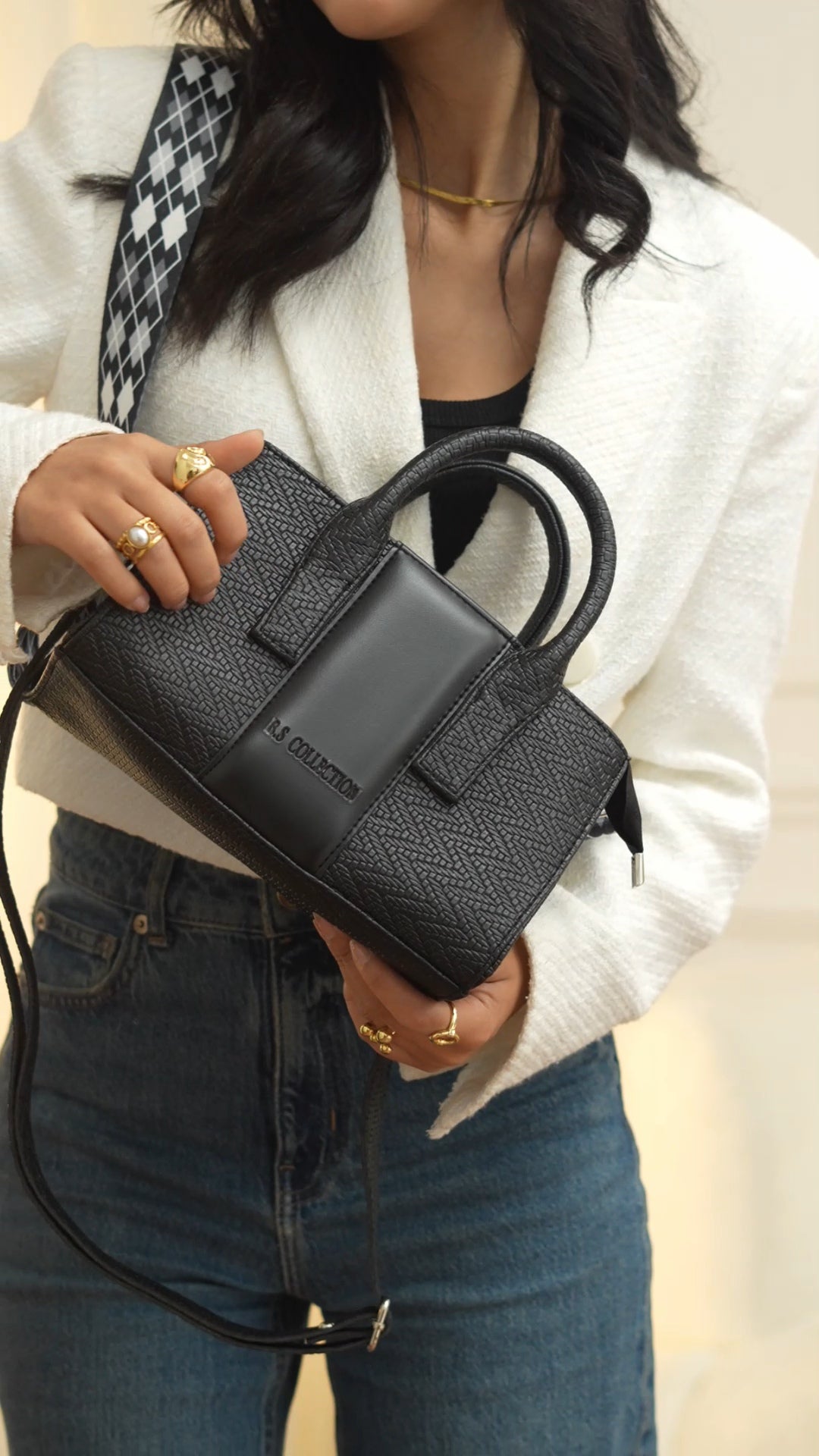 Mini Cross BS Leather Bag - Black