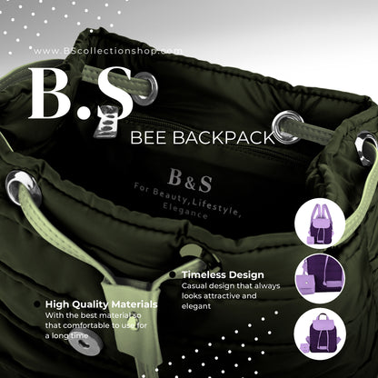 Backpack in Soft Fabric Waterproof Quilted Design Oily