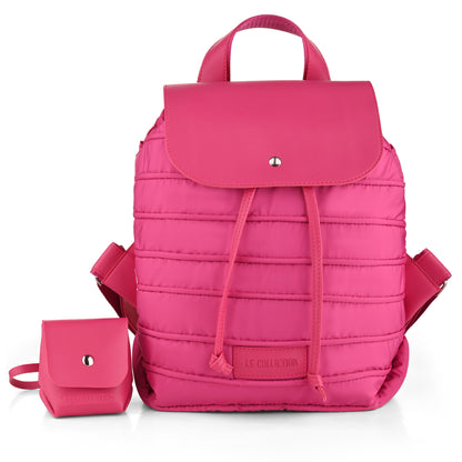 Backpack in Soft Fabric Waterproof Quilted Design Pink