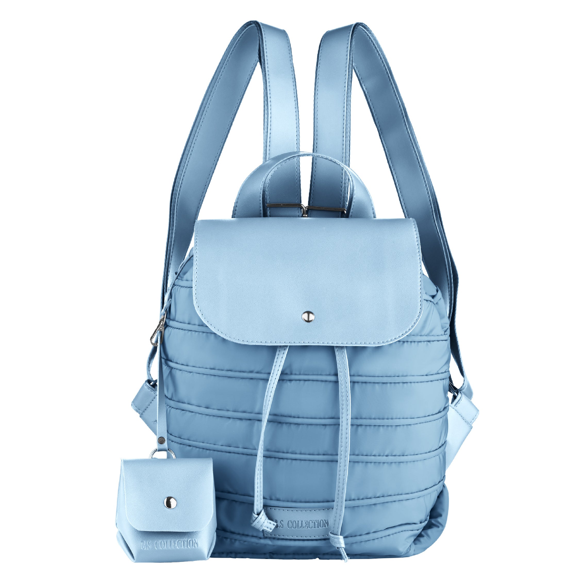 Backpack in Soft Fabric Waterproof Quilted Design Babyblue