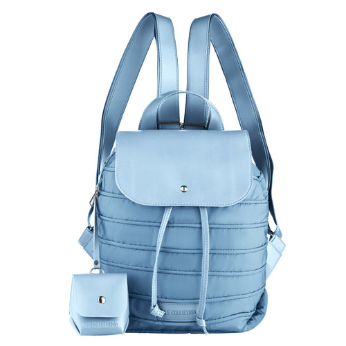 Backpack in Soft Fabric Waterproof Quilted Design Babyblue