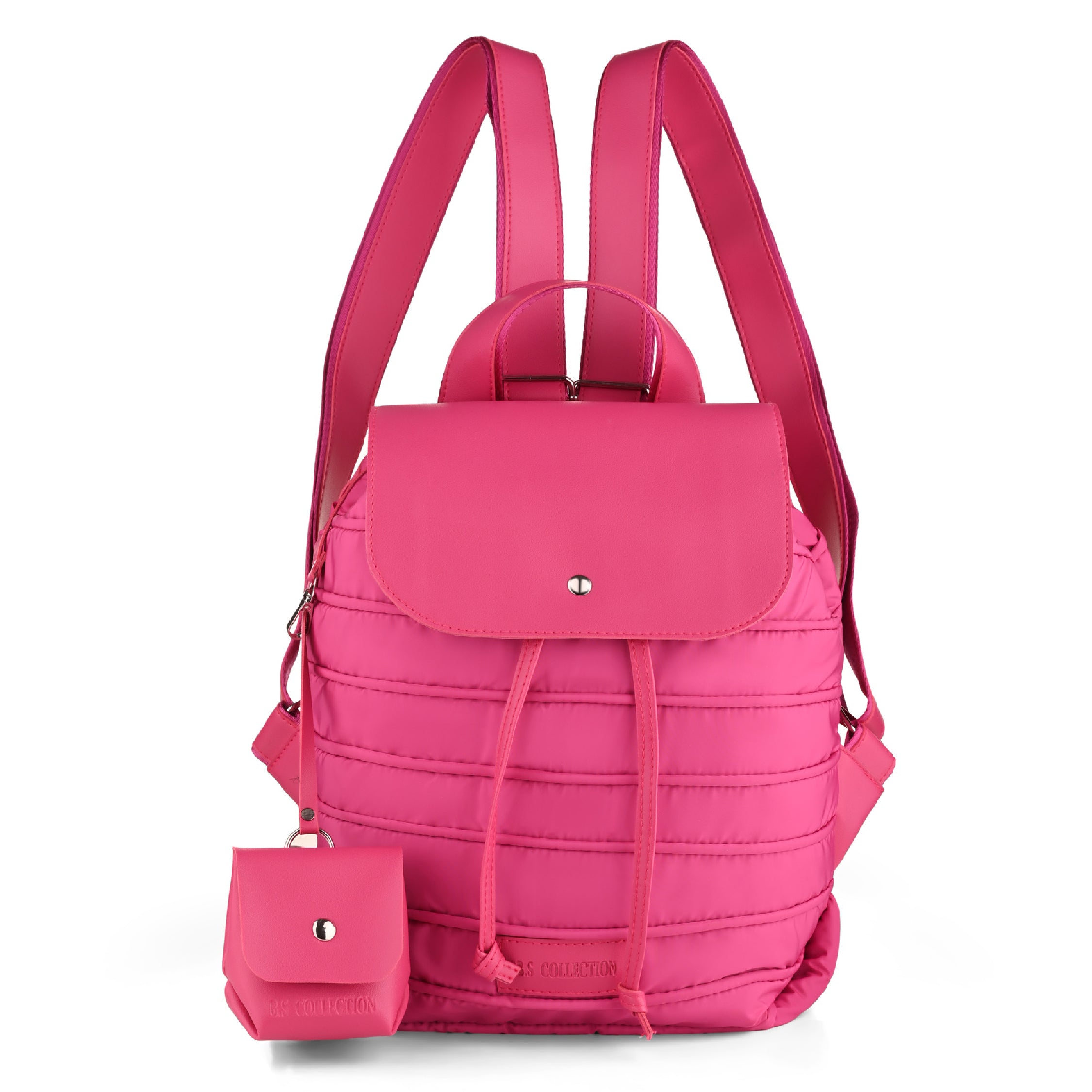 Backpack in Soft Fabric Waterproof Quilted Design Pink