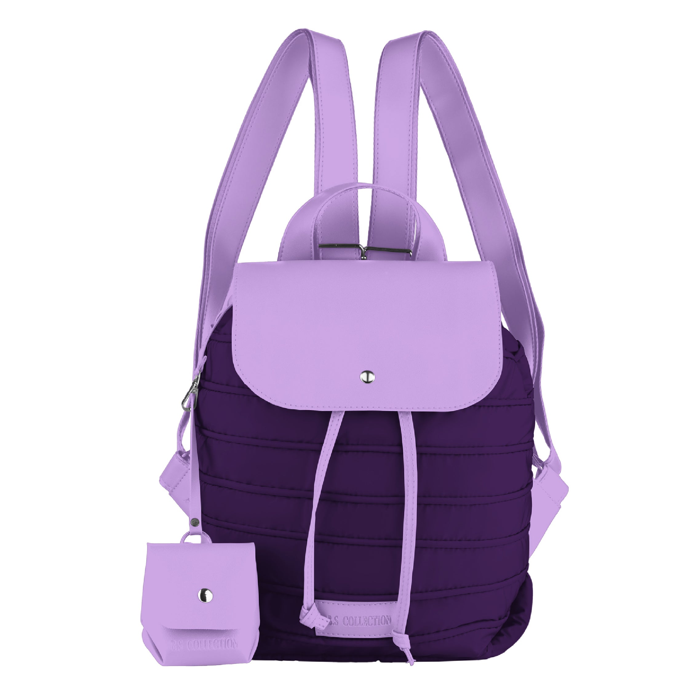 Backpack in Soft Fabric Waterproof Quilted Design Purple