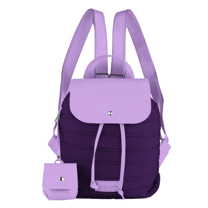 Backpack in Soft Fabric Waterproof Quilted Design Purple