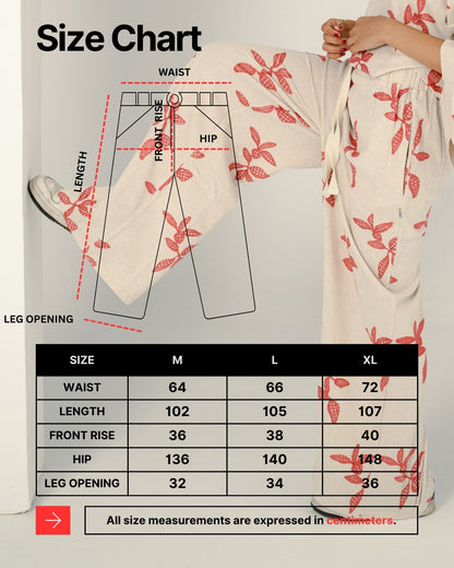 Oversized Linen Set with Leaf Embroidery - Orang Shirt & Pants